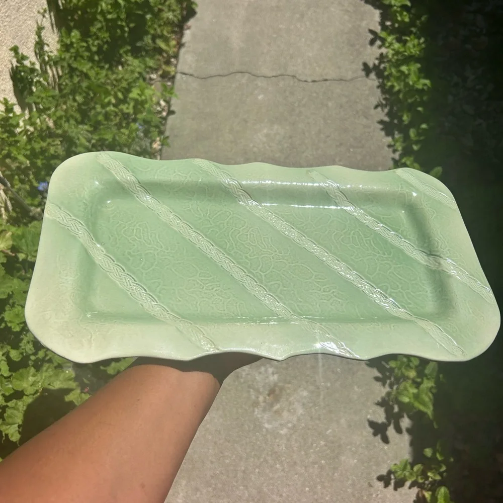 Vintage Elegant Green Serveware Platter